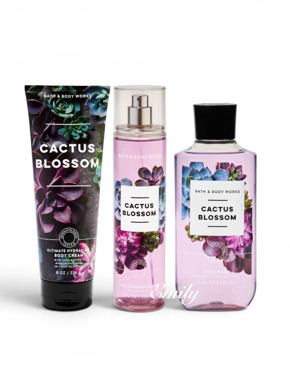 NEW 3-Pc Bath & Body Works CACTUS BLOSSOM Body Care Collection Set Bundle